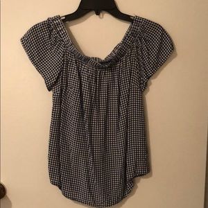Gingham off-the-shoulder top